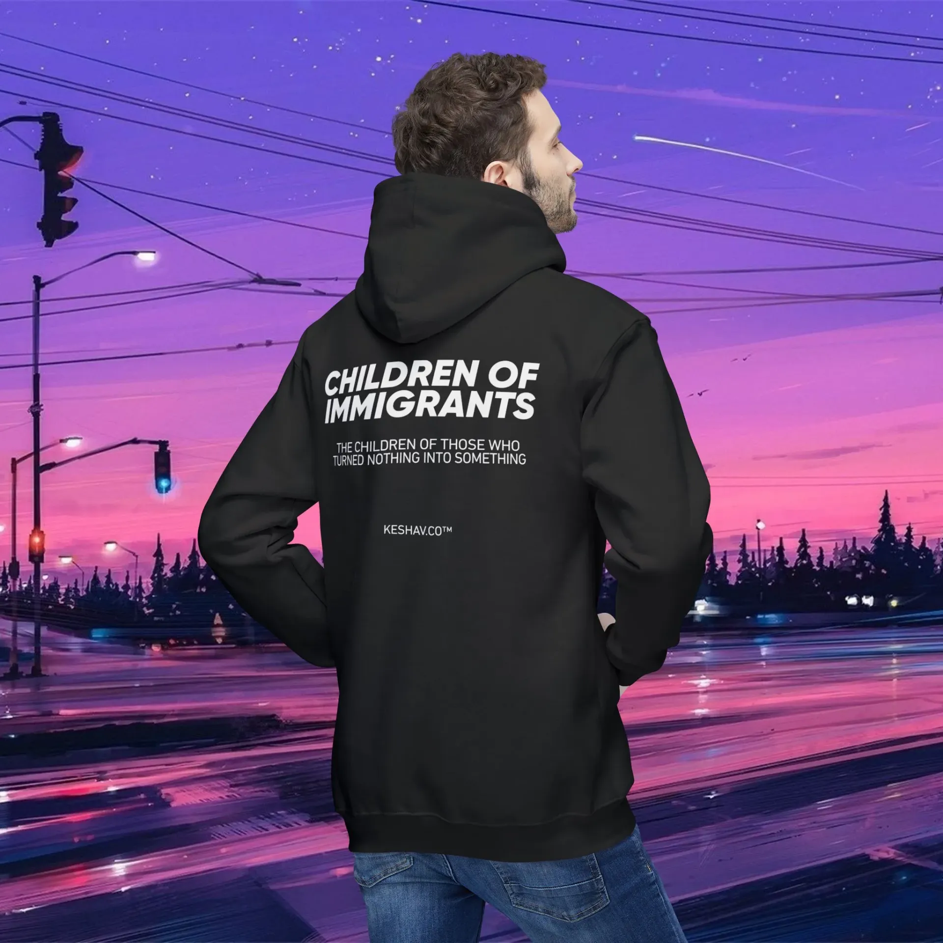 Children of Immigrants Hoodie | Typographic Statement Back Print